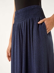 Roman Blue Relaxed Animal Print Wide Leg Trousers - Image 5 of 5