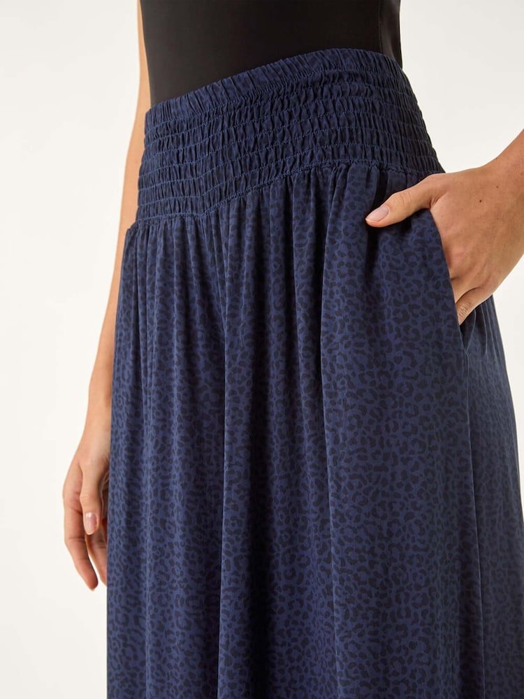 Roman Blue Relaxed Animal Print Wide Leg Trousers - Image 5 of 5