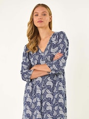 Roman Paisley Print V-Neck Stretch Blouse - Image 4 of 4