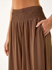 Roman Brown Relaxed Ruched Wide Leg Trousers - Image 5 of 5