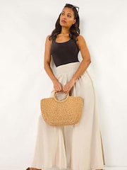 Roman Natural Relaxed Ruched Wide Leg Trousers - Image 1 of 1