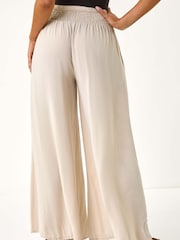 Roman Natural Relaxed Ruched Wide Leg Trousers - Image 4 of 5