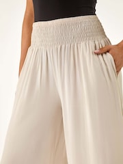 Roman Natural Relaxed Ruched Wide Leg Trousers - Image 5 of 5