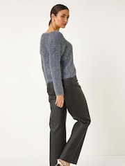 Roman Grey V-Neck Fluffy Knit Jumper - Image 3 of 5