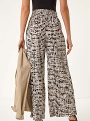 Roman Black Textured Print Elastic Waist Stretch Trousers - Image 3 of 5