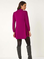 Roman Pink V-Stitch High Neck Knitted Dress - Image 3 of 5