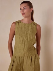 Olive Green N. Premium Linen Rich Shell Top - Image 1 of 6