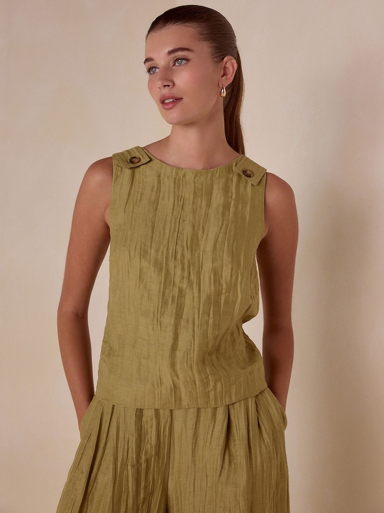 Olive Green N. Premium Linen Rich Shell Top - Image 1 of 6