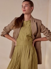 Olive Green N. Premium Linen Rich Shell Top - Image 4 of 6