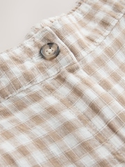 Brown/Ecru Gingham Smart Front Linen Blend Wide Leg Trousers - Image 7 of 8