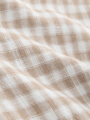 Brown/Ecru Gingham Smart Front Linen Blend Wide Leg Trousers - Image 8 of 8