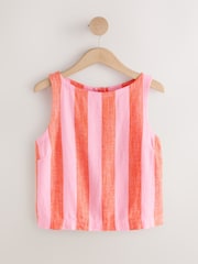 Rayas rosas/naranjas - Top recto en mezcla de lino - Imagen 5 de 7