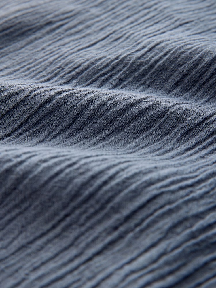 Slate Grey Textured Short Sleeve Shirt with Linen - Image 3 of 3