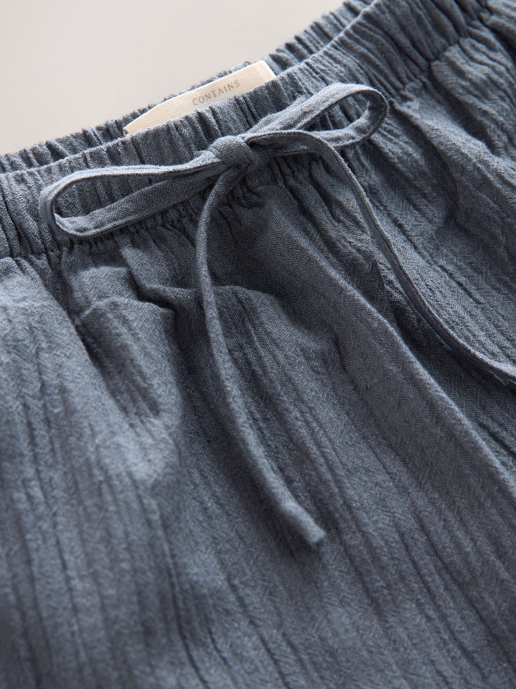 Slate Grey Textured Wide Leg Trousers with Linen - Image 2 of 3