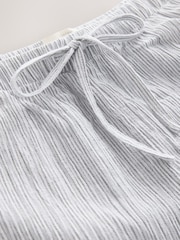 Bande blanche/grise - Pantalon texturé à jambe large en lin - Image 7 sur 8