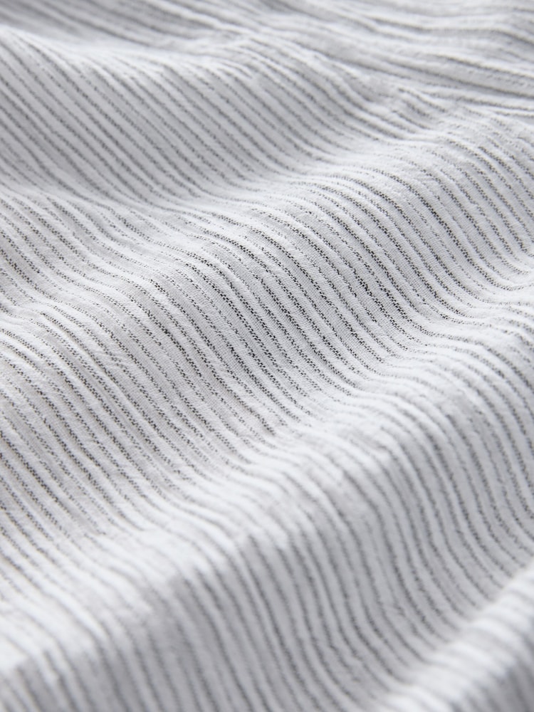 Bande blanche/grise - Pantalon texturé à jambe large en lin - Image 8 sur 8