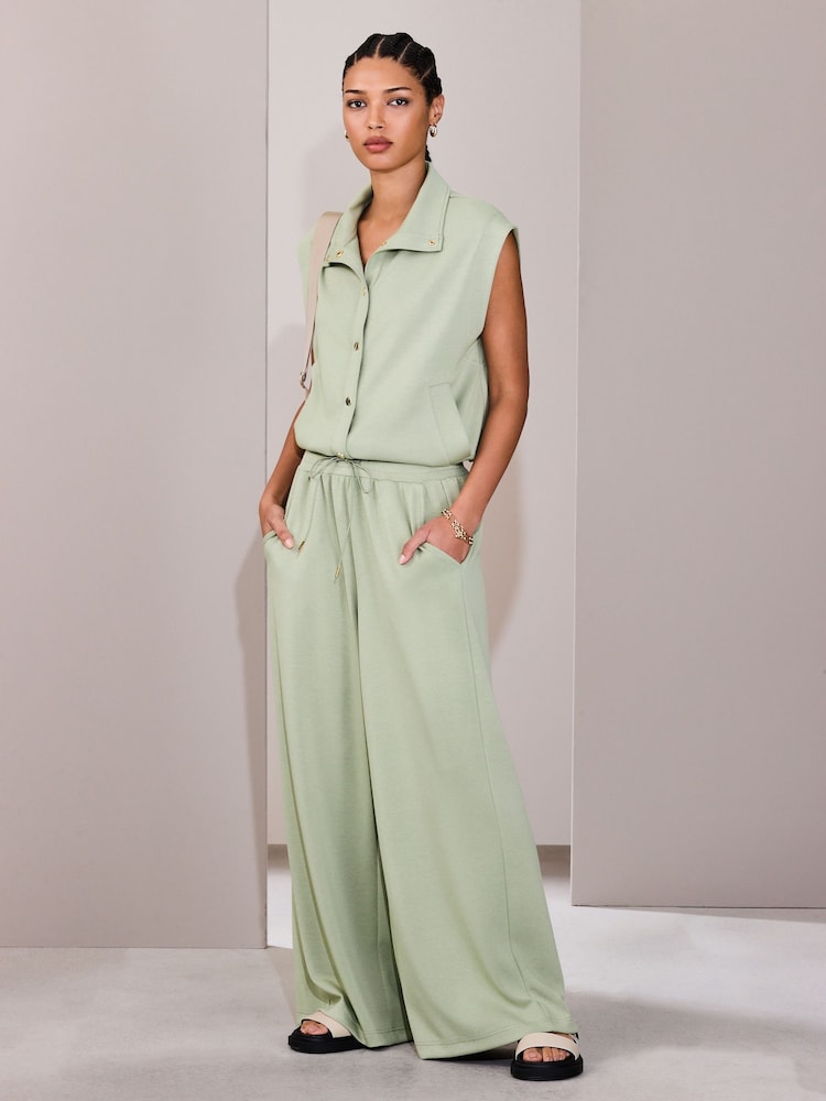 Sage Green Slinky Wide Leg Trousers - Image 1 of 6