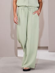 Sage Green Slinky Wide Leg Trousers - Image 3 of 6