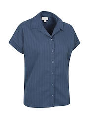 Mountain Warehouse Blue Womens Palm Relaxed 100% Cotton Check Shirt - Image 2 of 5