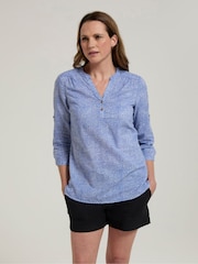 Mountain Warehouse Blue Womens Petra Printed 3/4 Sleeve 100% Cotton Shirt - Image 2 of 4