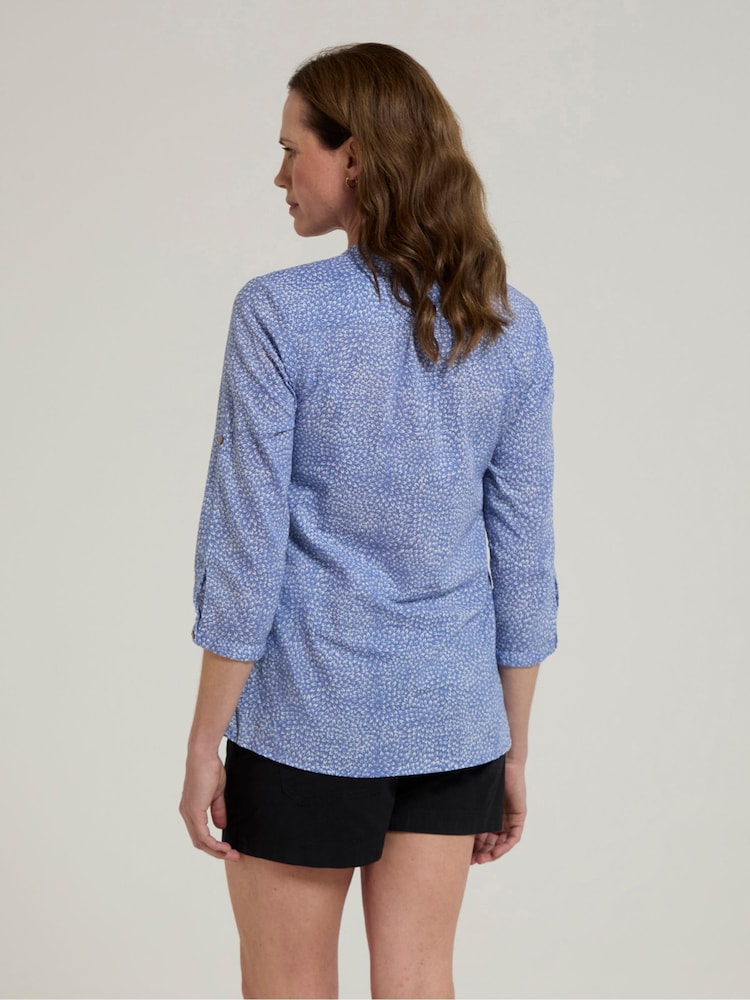 Mountain Warehouse Blue Womens Petra Printed 3/4 Sleeve 100% Cotton Shirt - Image 4 of 4
