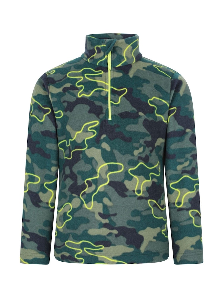 Mountain Warehouse Blue/Green Kids Pursuit Printed Half Zip Fleece - Image 1 of 5