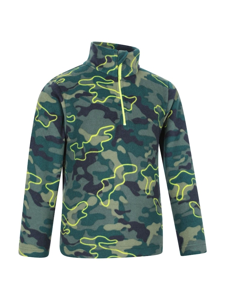 Mountain Warehouse Blue/Green Kids Pursuit Printed Half Zip Fleece - Image 2 of 5