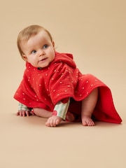 MORI Red Strawberry 100% Organic Cotton Beach Poncho - Image 2 of 5