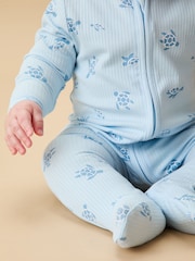 MORI Blue Turtles 2 Way Zip Up Sleepsuit - Image 3 of 6