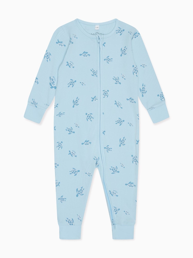 MORI Blue Turtles 2 Way Zip Up Sleepsuit - Image 6 of 6