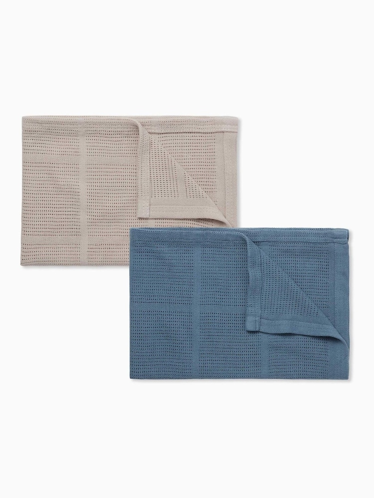 أزرق/محايد - MORI Supersoft 2 Pack Cellular Baby Blankets - صورة 8 من 8
