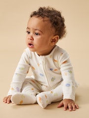 MORI Cream Little Fish 2 Way Zip-Up Sleepsuit - Image 1 of 6