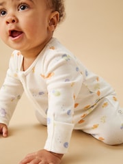 MORI Cream Little Fish 2 Way Zip-Up Sleepsuit - Image 2 of 6