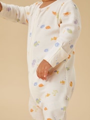 MORI Cream Little Fish 2 Way Zip-Up Sleepsuit - Image 3 of 6