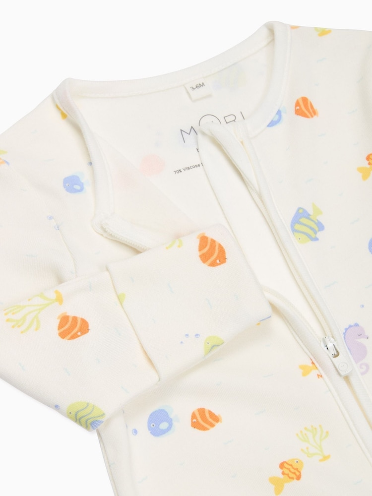 MORI Cream Little Fish 2 Way Zip-Up Sleepsuit - Image 6 of 6
