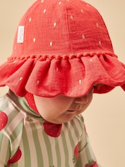 MORI Red Strawberry 100% Organic Cotton Hat - Image 2 of 3
