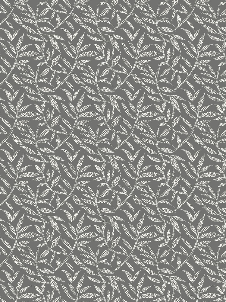 Ohpopsi Charcoal Dotty Leaf Wallpaper Sample - Image 1 of 1