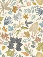 Ohpopsi Linen Fossil Lush Leaves Wallpaper Sample - Image 1 of 1