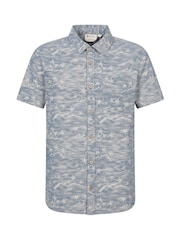 Mountain Warehouse Blue 100% Cotton Tropical Printed Mens Short Sleeved Shirt - Image 1 of 5