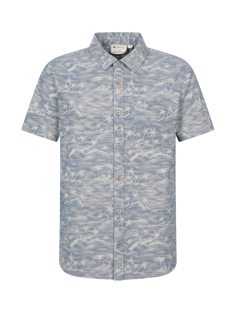 Mountain Warehouse Blue 100% Cotton Tropical Printed Mens Short Sleeved Shirt - Image 1 of 5