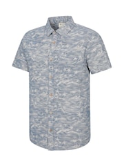 Mountain Warehouse Blue 100% Cotton Tropical Printed Mens Short Sleeved Shirt - Image 4 of 5