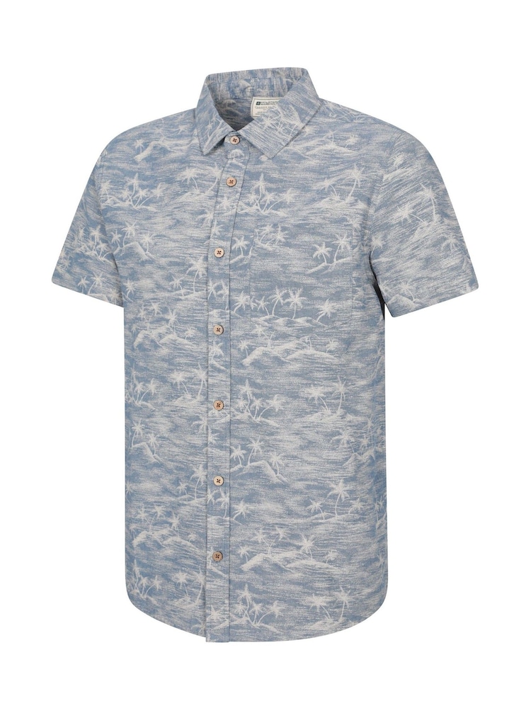 Mountain Warehouse Blue 100% Cotton Tropical Printed Mens Short Sleeved Shirt - Image 4 of 5