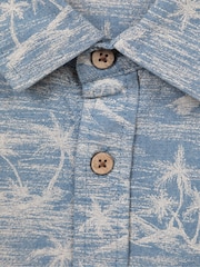 Mountain Warehouse Blue 100% Cotton Tropical Printed Mens Short Sleeved Shirt - Image 5 of 5