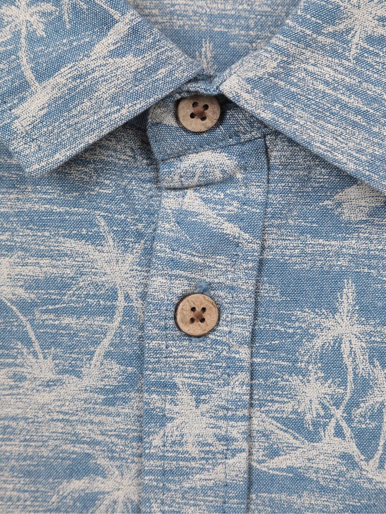 Mountain Warehouse Blue 100% Cotton Tropical Printed Mens Short Sleeved Shirt - Image 5 of 5