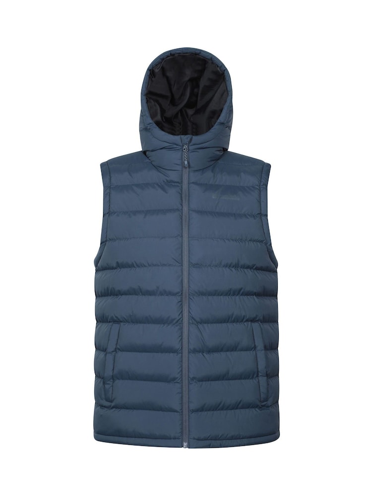 Mountain Warehouse Blue Seasons Mens Water-Resistant Hooded Padded Gilet - Image 1 of 5