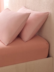 Peach Pink Cotton Rich Deep Fitted Bed Sheet - Image 1 of 2