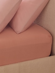 Peach Pink Cotton Rich Deep Fitted Bed Sheet - Image 2 of 2