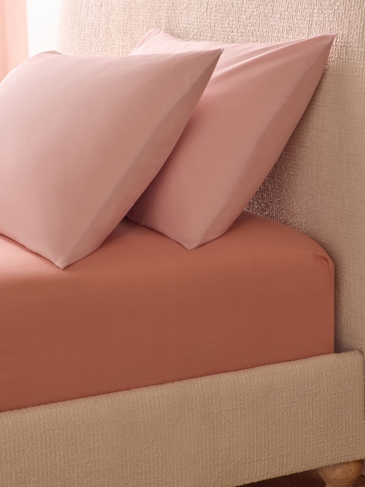 Peach Pink Cotton Rich Extra Deep Fitted Bed Sheet - Image 1 of 2