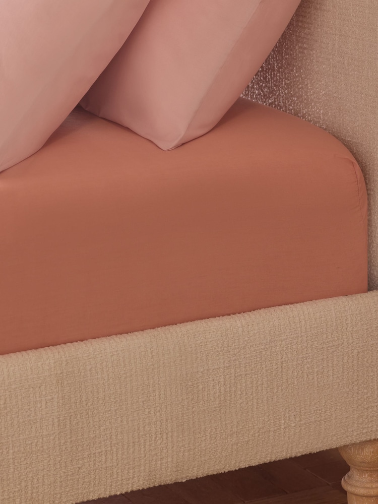Peach Pink Cotton Rich Extra Deep Fitted Bed Sheet - Image 2 of 2