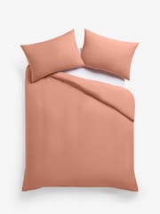 Peach Pink Cotton Rich Plain Duvet Cover and Pillowcase Set - Image 4 of 4